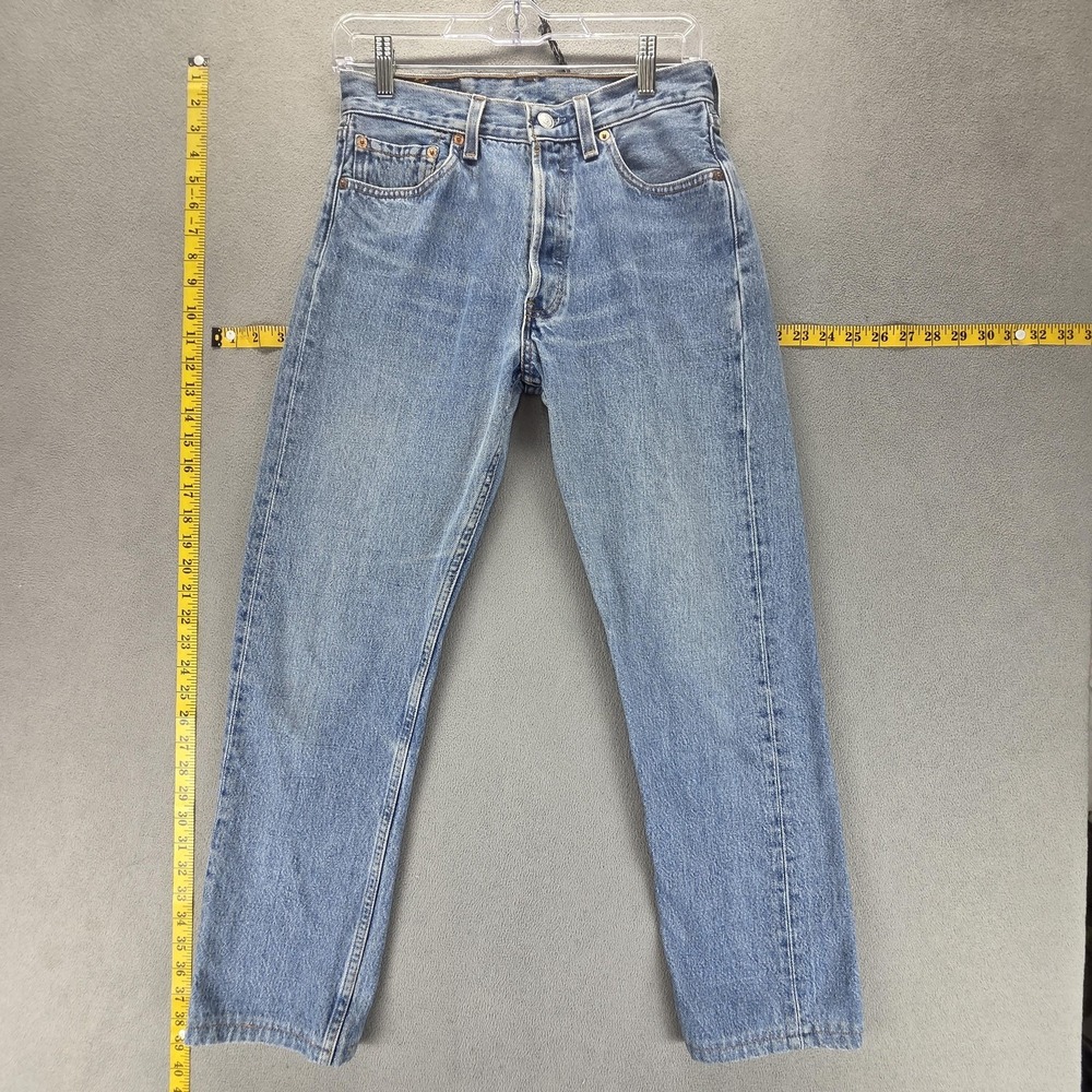 Vintage Levis 501 Jeans Womens Blue Straight Made USA Altered Hem 90s Fits 26x27